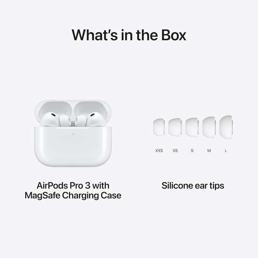 AirPods Pro 3 With MagSafe Charging Case (USB-C) with speaker and lanyard loop (White, True Wireless) With One Year Warranty