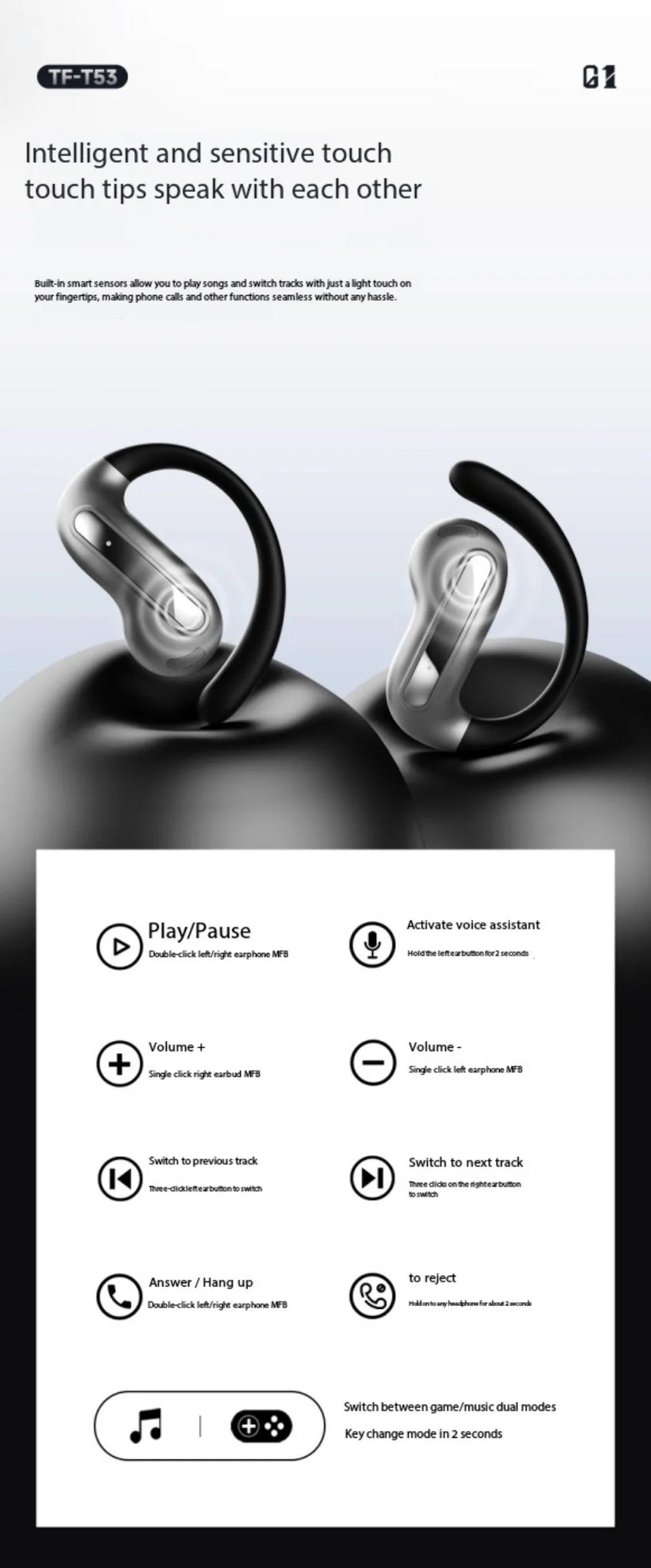 AI Translation Intelligent Open Earphone OWS Bluetooth 6.0 Ultra Long Battery Life ENC Noise Cancelling Sports Office Earphones